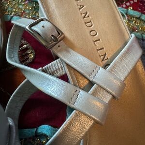 Bandolino Women's Leather Strappy Light iridescent Blue Sandals
